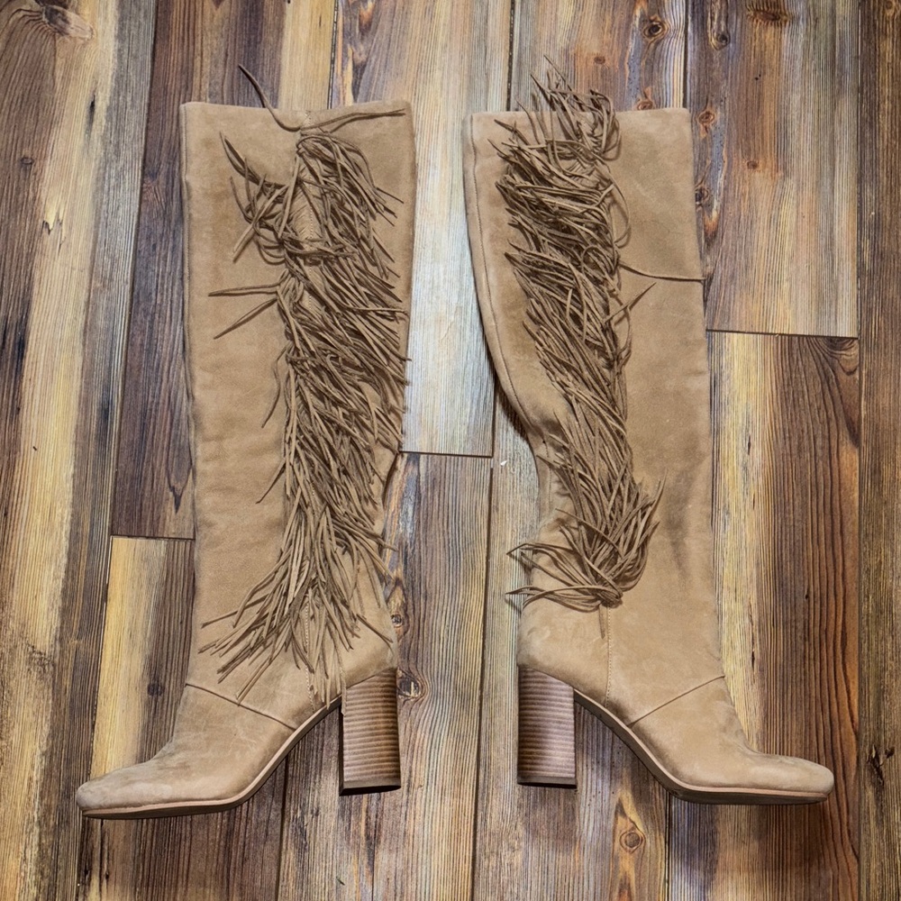 Sam Edelman Taylan Fringed Knee-High Boots Size 9
